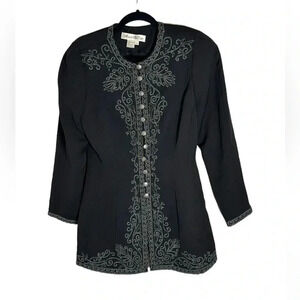 Vintage Marie St. Claire Blazer Black Size 10 Embroidered
